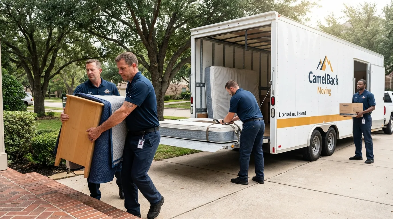 Crew loading residential truck for cross-state move from Weatherly, PA
