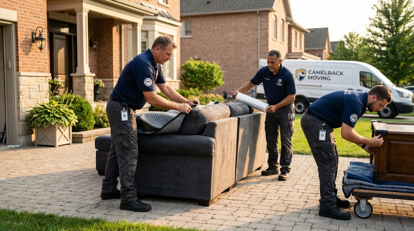Large estate moving crew wrapping furniture in Weatherly, PA